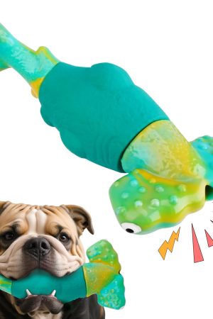 Interactive Squeaky Chew Toy for Large Breeds, Tough Green Toy to Keep Aggressive Chewers Busy