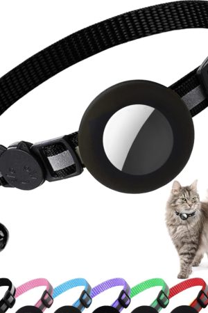 Breakaway Cat Collar with Tracking Device Holder, Reflective, Bell, Adjustable