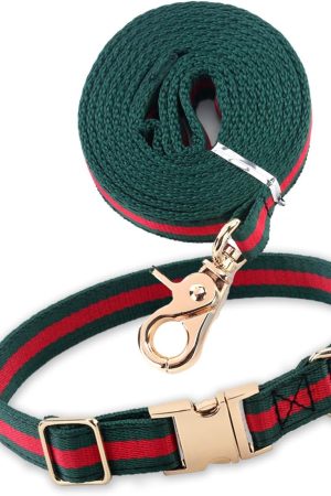 Stylish Adjustable Dog Collar with Metal Buckle, High Density Fabric