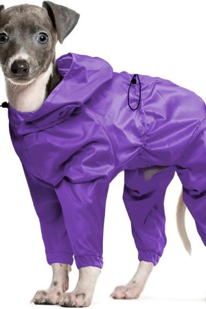 Hooded Full Body Rain Jacket for Medium Dogs
