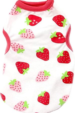 Strawberry Print Sleeveless Cotton Dog Tee