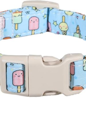Dog Collar with Ice Cream Print and Charm