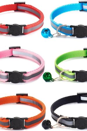 Reflective Cat Collars with Bells, Breakaway, Mixed Colors