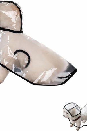 Transparent Hooded Rain Poncho for Medium Dogs
