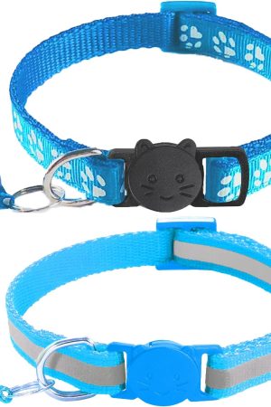 Breakaway Cat Collars with Bells, Reflective, Claw Print, Adjustable