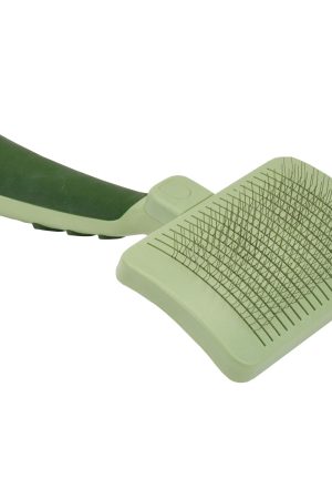 Self-cleaning slicker brush for cats, grooming supplies for shedding control.