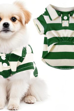 Striped Collar Polo Shirt for Small Dogs