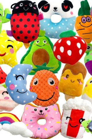 18-Pack Cute Stuffed Plush Squeaky Dog Toy Bulk Set for Small & Medium Pets