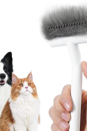 Undercoat rake and deshedding brush suitable for dogs, cats, kittens, rabbits, and horses with long or short hair.