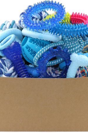 20-Pack Puppy Chew Toy Bundle: Blue Teething Rings, Durable Ropes, and Rubber Balls for Small Breeds