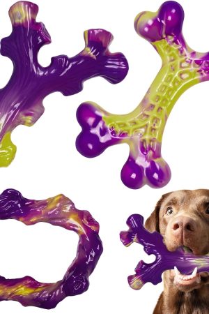 3-Pack Bacon Flavored Tough Chew Toys for Large Aggressive Chewers, Keeps Dogs Engaged