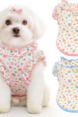 Ruffled Sleeve Breathable Dog T-Shirts