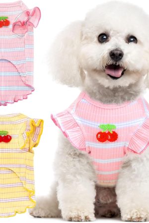 Striped Cherry Sleeveless Pet Vest
