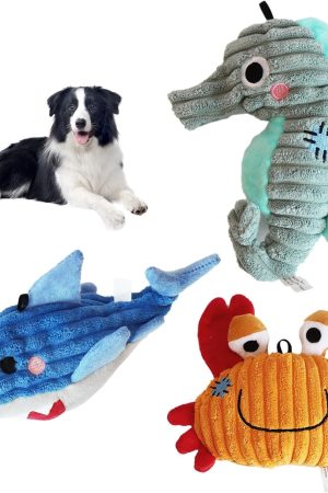 3-Pack Durable Fabric Crinkle & Squeaky Plush Chew Toys for Small & Medium Dogs and Puppies