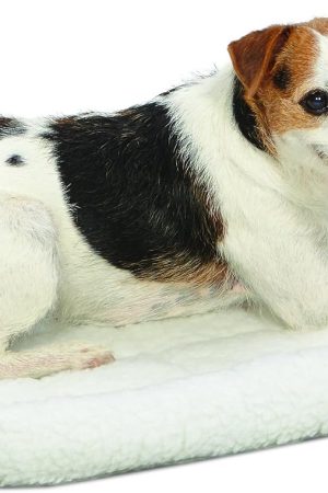 White fleece dog mat