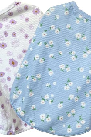 Daisy Flower Print Cotton Pet Tee Shirts