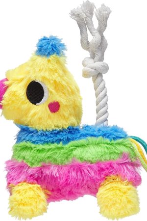 Colorful Puppy Pi?ata Plush Dog Toy with Rope Tug, Interactive Party Fun