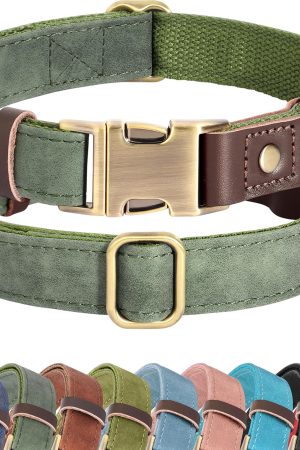 PU Leather Dog Collar, Soft Lined, Quick Release Buckle