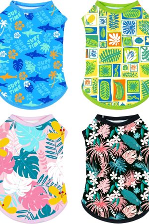 UPF 50 Floral Sleeveless Dog Hawaiian Shirts